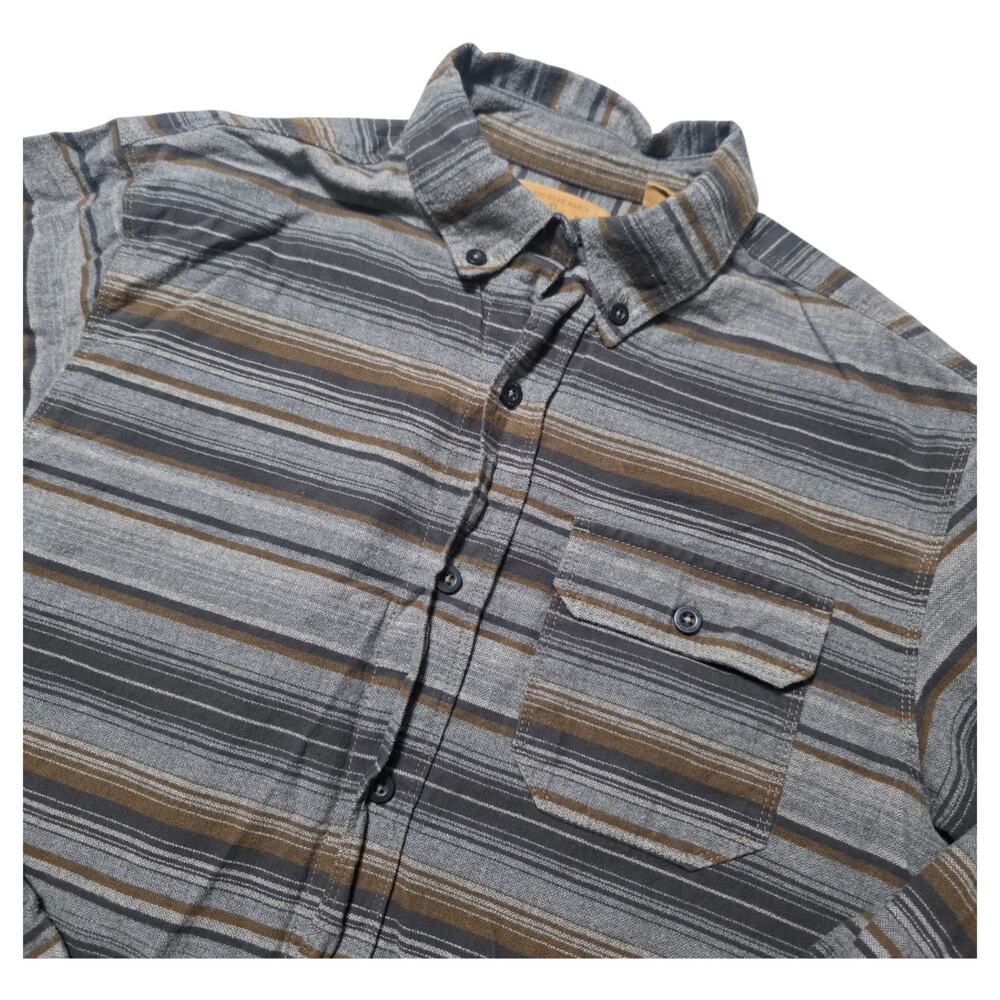 Red Head Ranch Mens M Western Flannel Shirt Striped Cowboy Rugged Workwear
